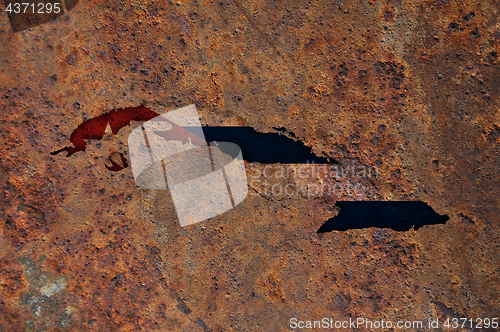 Image of Map and flag of Cuba on rusty metal