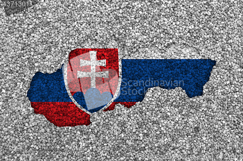 Image of Map and flag of Slovakia on poppy seeds