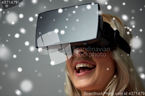 Image of close up of woman in virtual reality headset
