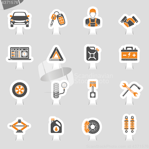 Image of Car Service Vector Icons Sticker Set