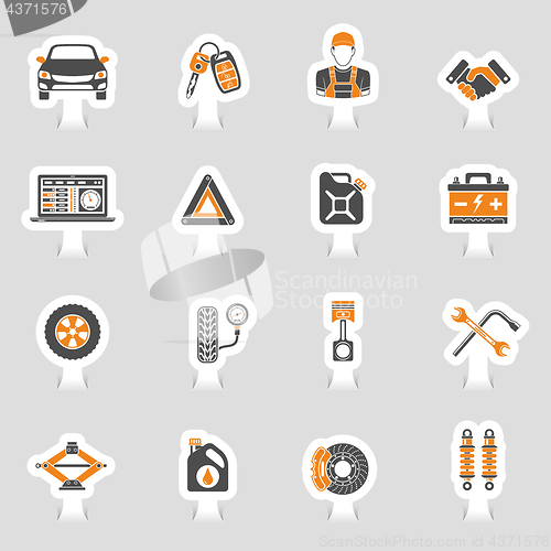 Image of Car Service Vector Icons Sticker Set