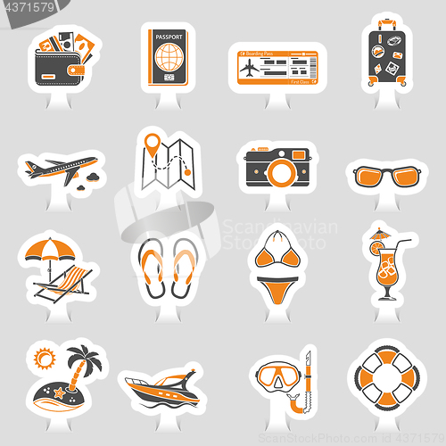 Image of Vacation and Tourism Icons Sticker Set