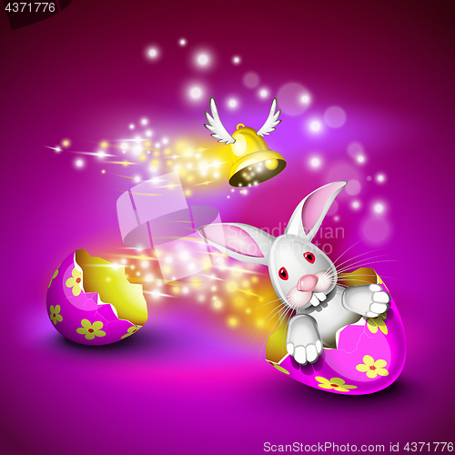 Image of Funny bunny driving an egg shell