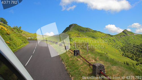 Image of Driving on the road in Puy Mary, volcanic french mountains