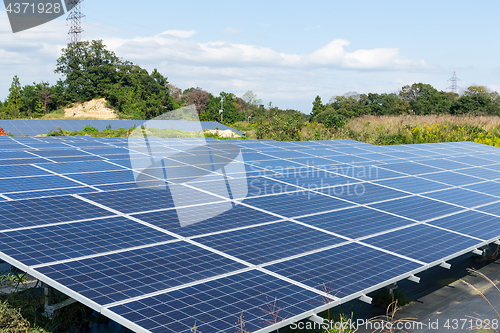 Image of Solar panel with blue sky