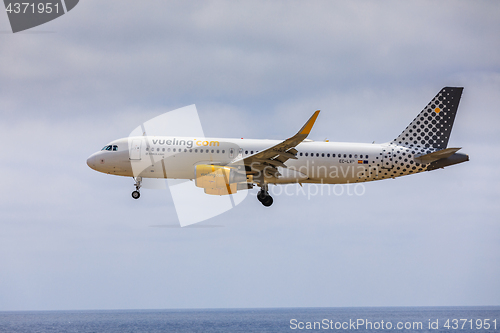 Image of ARECIFE, SPAIN - APRIL, 15 2017: AirBus A320 of vueling.com with