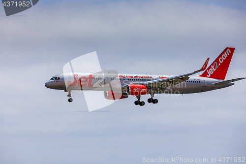 Image of ARECIFE, SPAIN - APRIL, 15 2017: Boeing 757 - 200 of JET2 with t