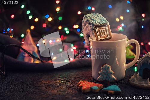 Image of Christmas cookies and cup of tea