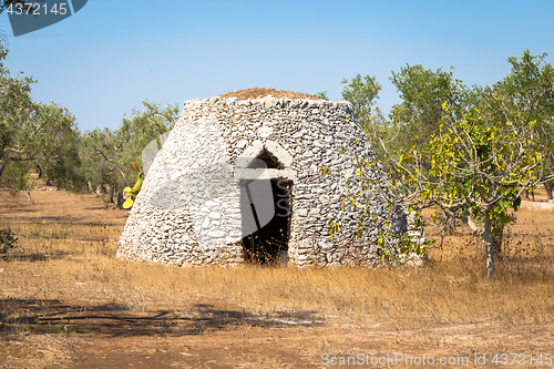 Image of Puglia Region, Italy. Traditional warehouse made of stone