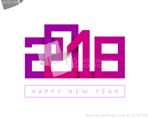 Image of 2018 Happy New Year congratulation. Origami paper cut