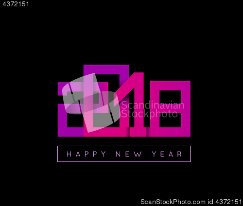 Image of 2018 Happy New Year congratulation. Origami paper cut