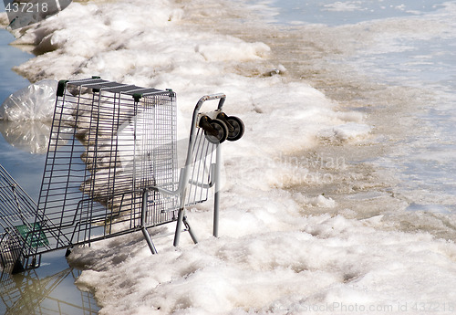 Image of Shopping Cart In The River