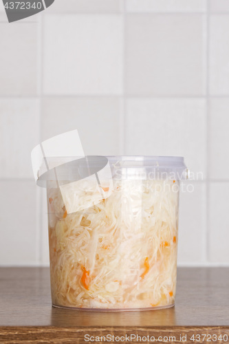 Image of Marinated cabbage in plastic bucket