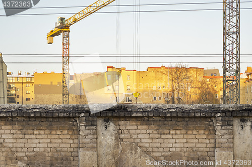 Image of construction site in sunny old town