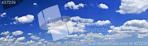 Image of Panoramic blue sky with white clouds