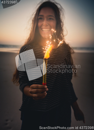 Image of Girl with Fireworks