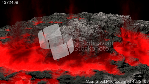 Image of lava field and glossy rocky land