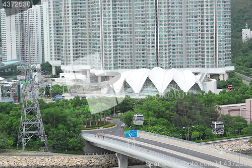 Image of downtown city and traffic bridge