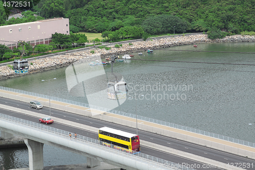 Image of downtown city and traffic bridge