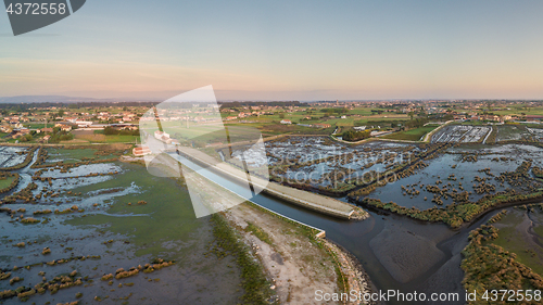 Image of Aerial View of Ribeira do Gago at sunset