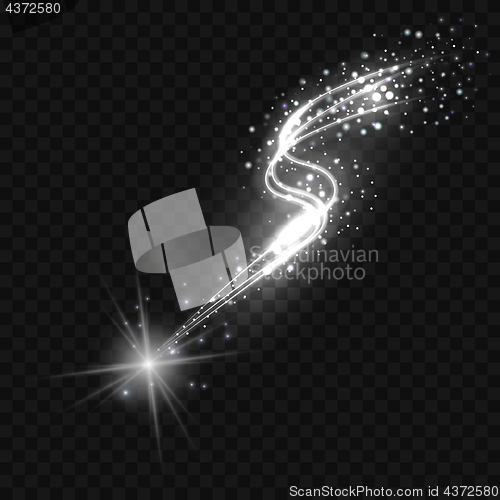 Image of Falling star with glittering trail.