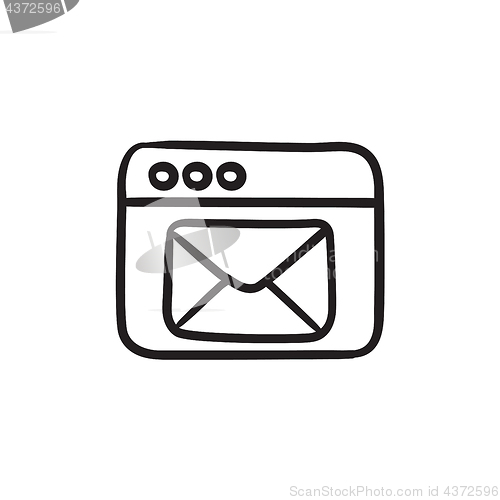 Image of Browser window with electronic mail sketch icon.