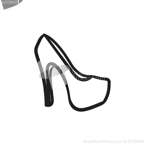 Image of High heel shoe sketch icon.