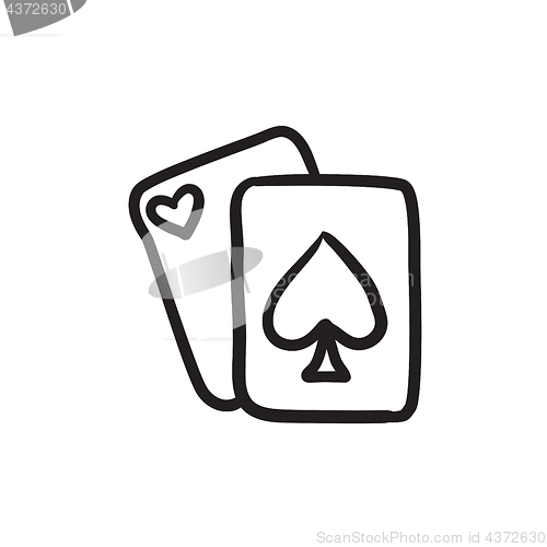 Image of Playing cards sketch icon.