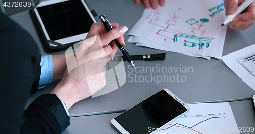 Image of office and teamwork concept - group of business people having a 