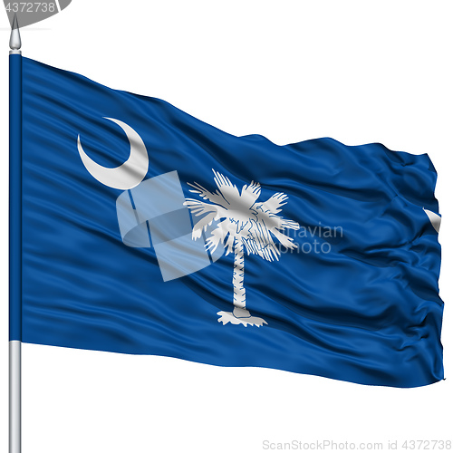 Image of Isolated South Carolina Flag on Flagpole, USA state