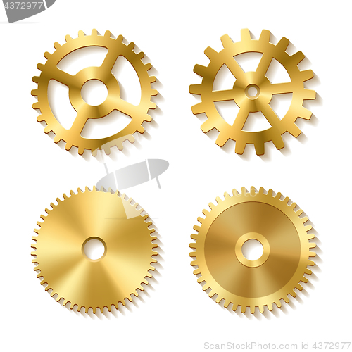 Image of Set of realistic golden gears