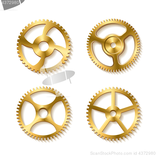 Image of Set of realistic golden gears