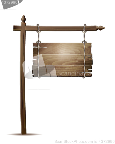 Image of Wooden board sign hanging on a rope