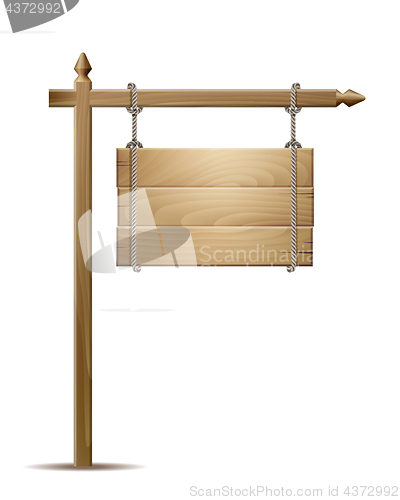 Image of Wooden board sign hanging on a rope