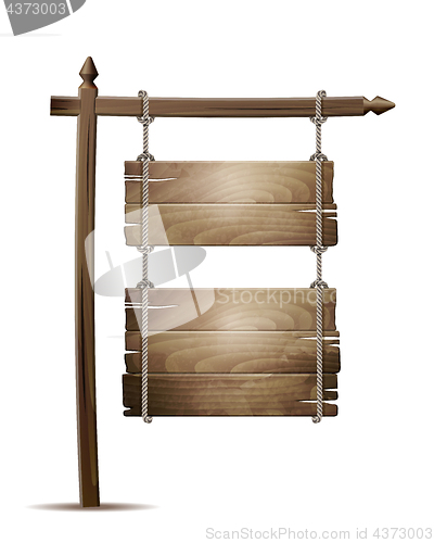 Image of Wooden board sign hanging on a rope