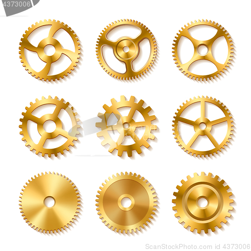 Image of Set of realistic golden gears