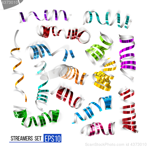 Image of Festive colorful ribbons on white