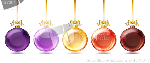 Image of Set of bright glass christmas balls