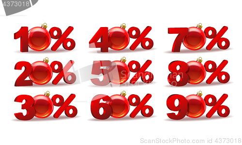 Image of Set of percent discount sale icons