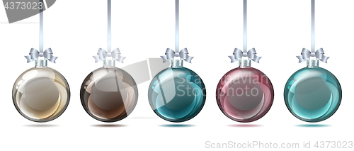 Image of Set of pastel colored Christmas balls