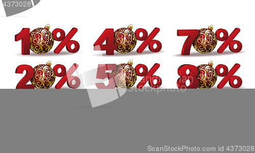 Image of Set of percent discount sale icons