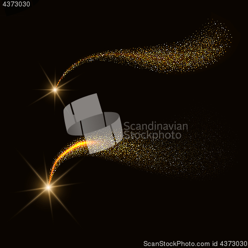 Image of Vector golden sparkling comet