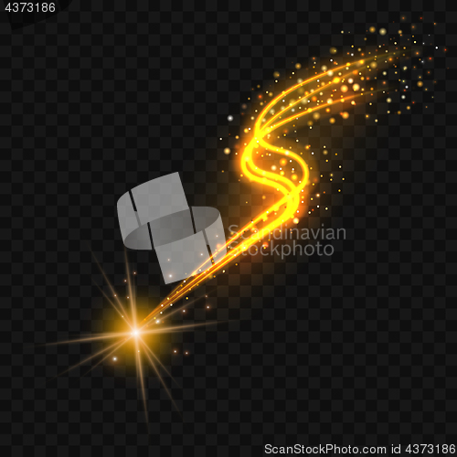 Image of Gold Falling star with glittering trail.