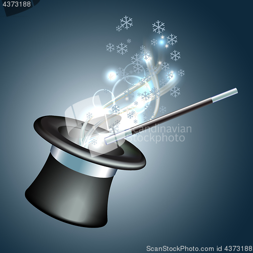 Image of Magical hat with the glow and snowflakes