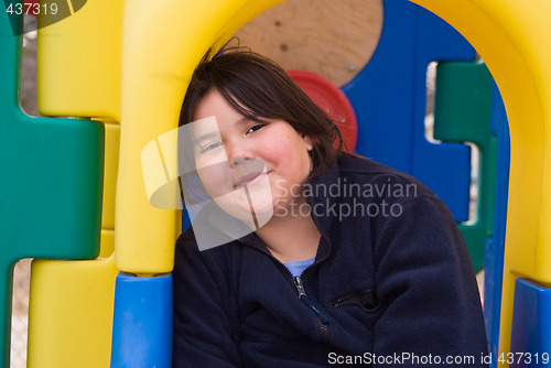 Image of Girl In Playground Equipment