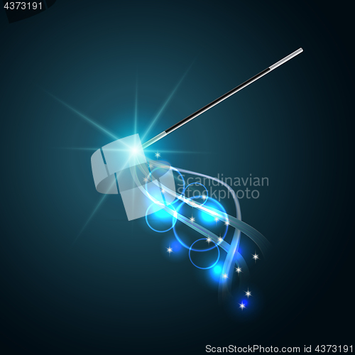 Image of Magic wand with magical blue sparkle trail