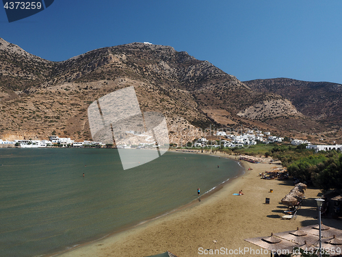 Image of Kamares beach in port town Sifnos Greece Cyclades