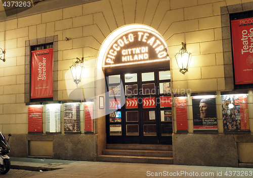 Image of editorial entrance Piccolo Theater Milan Italy