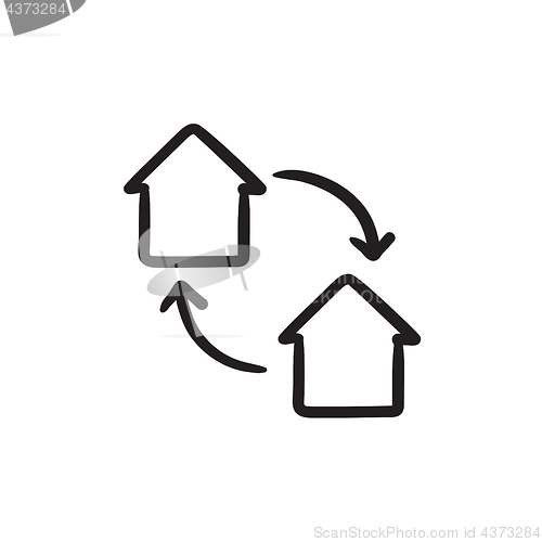 Image of House exchange sketch icon.