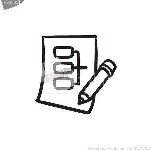 Image of Paper sheet with system parts sketch icon.